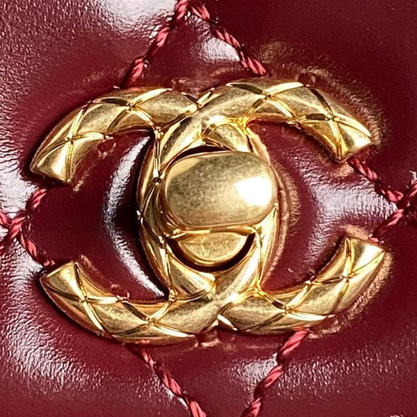 CC 24A Coco Handle Mini 19cm Pelle di vitello verniciata bordeaux Hardware dorato