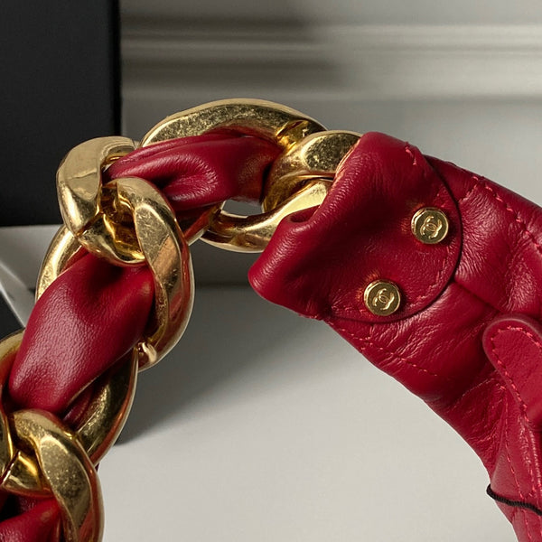 CC 2025 Hobo Bag Red Calfskin Gold Hardware 298484