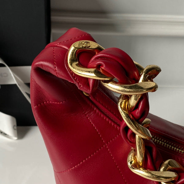 CC 2025 Hobo Bag Red Calfskin Gold Hardware 298484