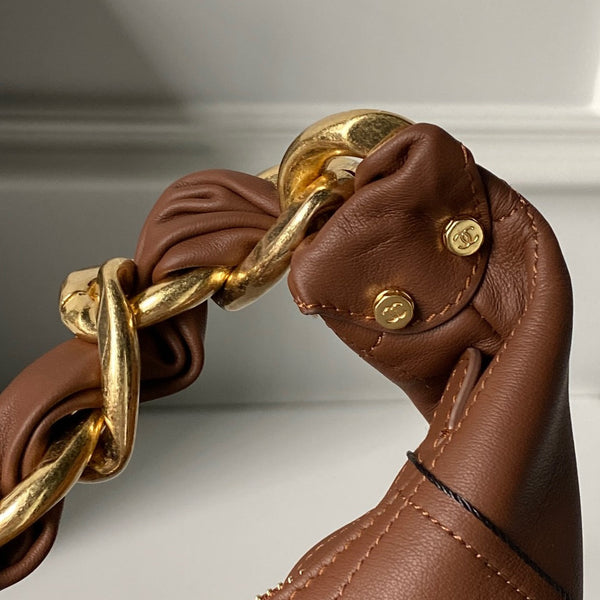 CC 2025 Hobo Bag Brown Calfskin Gold Hardware 298485