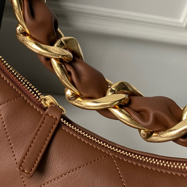 CC 2025 Hobo Bag Brown Calfskin Gold Hardware 298485