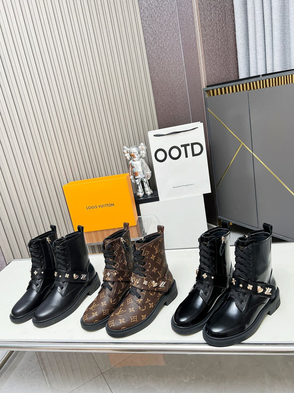 Stivali LV Citizen in pelle di vitello nera lucida