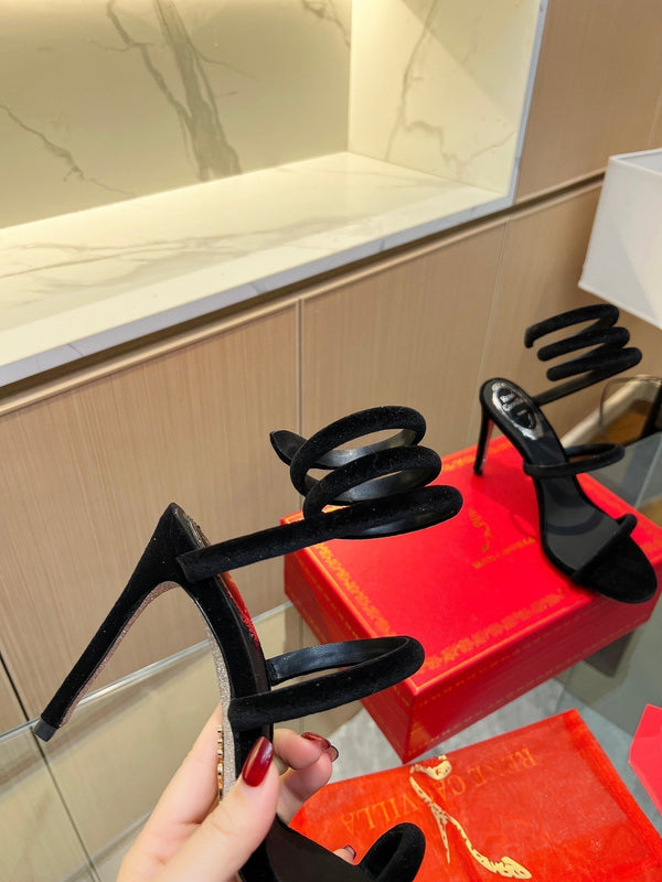 RC Sandals Black Original Velvet Sheepskin 341992