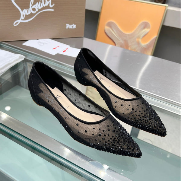 CL Follies Strass Flats Mesh Black