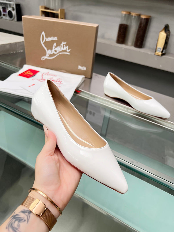 CL Kate Ballerina Flats Patent Leather White