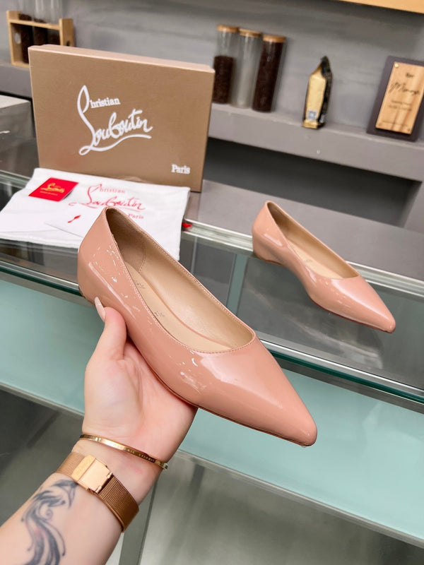 CL Kate Ballerina Flats Patent Leather Nude