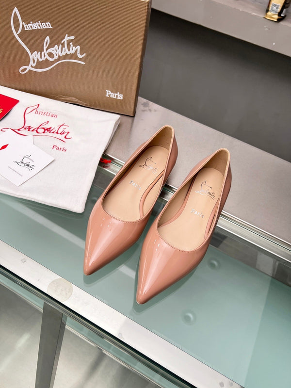CL Kate Ballerina Flats Patent Leather Nude