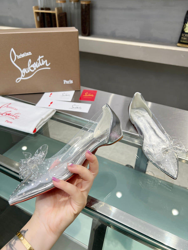 CL Jelly Strass Flats Pvc Iridescent Nappa Leather And Strass Silver