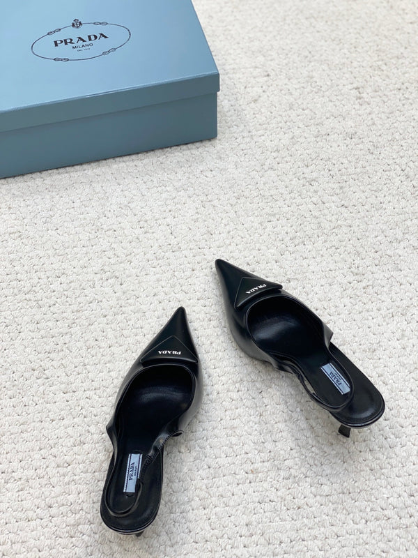 DÉCOLLETÉ SLINGBACK IN PELLE SPAZZOLATA PRA 75 NERO
