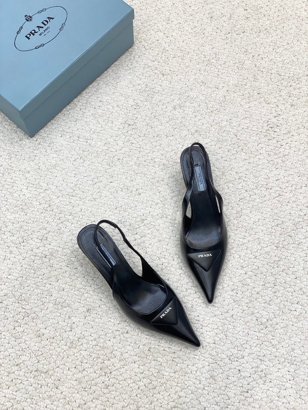 DÉCOLLETÉ SLINGBACK IN PELLE SPAZZOLATA PRA 75 NERO