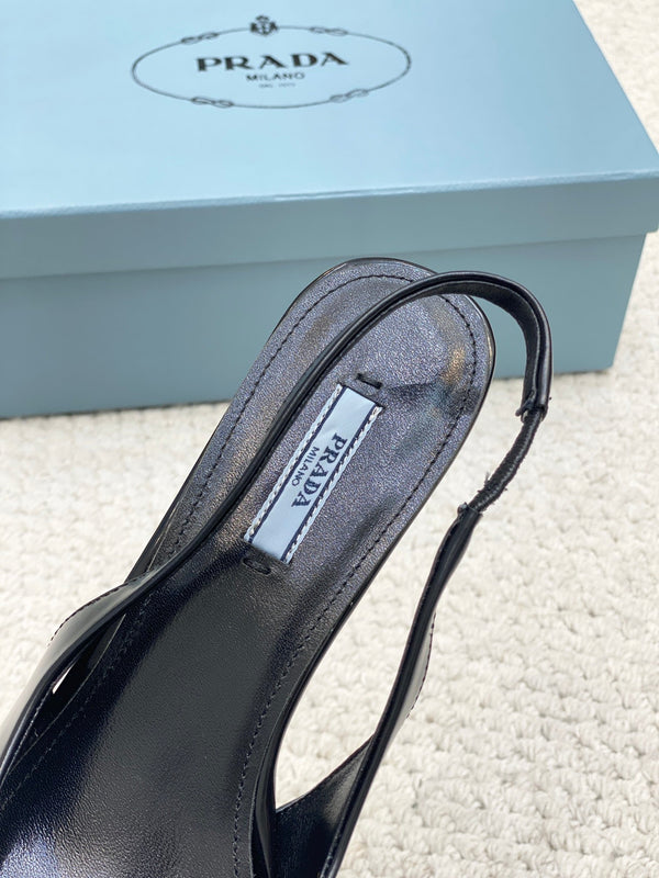 DÉCOLLETÉ SLINGBACK IN PELLE SPAZZOLATA PRA 75 NERO