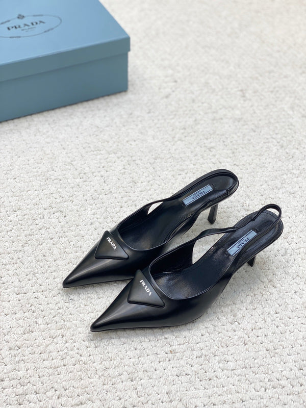 DÉCOLLETÉ SLINGBACK IN PELLE SPAZZOLATA PRA 75 NERO