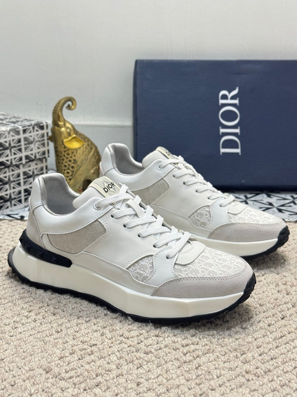 SNEAKER CD B25 IN VITELLO BIANCO E BEIGE