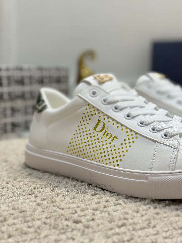 CD LOW TOP BASIC SNEAKER WHITE AND YELLOW CALFSKIN
