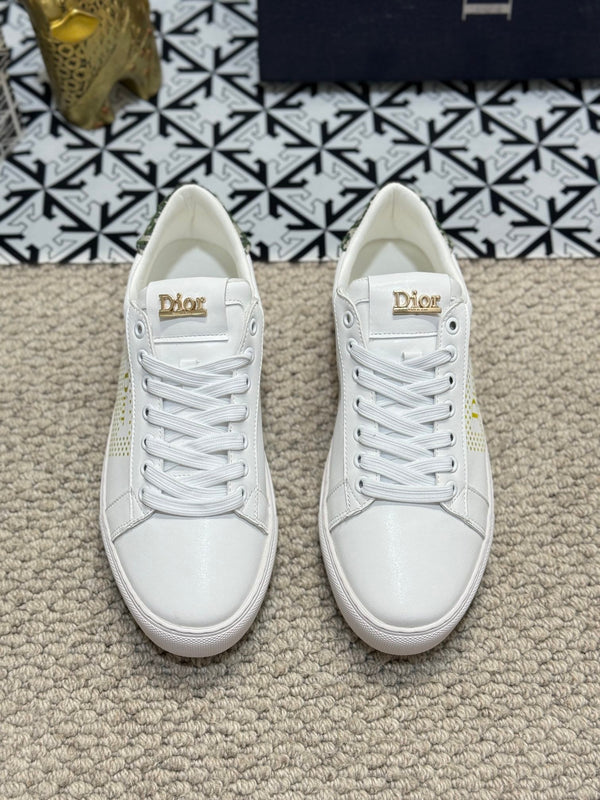 CD LOW TOP BASIC SNEAKER WHITE AND YELLOW CALFSKIN