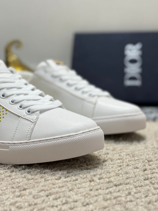 CD LOW TOP BASIC SNEAKER WHITE AND YELLOW CALFSKIN