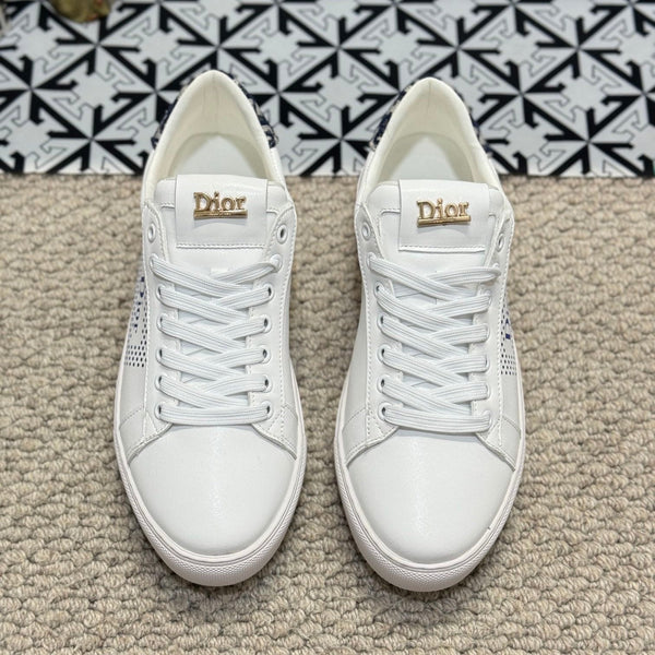 CD LOW TOP BASIC SNEAKER WHITE AND COBALT CALFSKIN