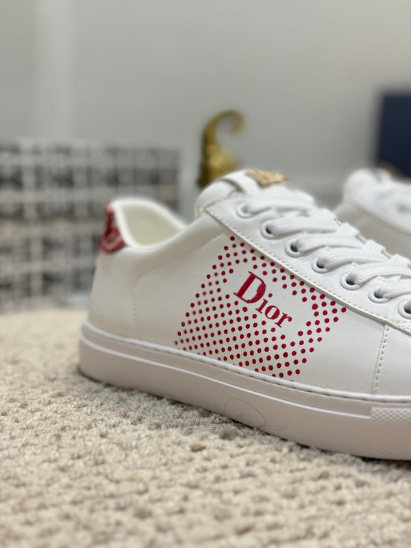 CD LOW TOP BASIC SNEAKER WHITE AND RED CALFSKIN