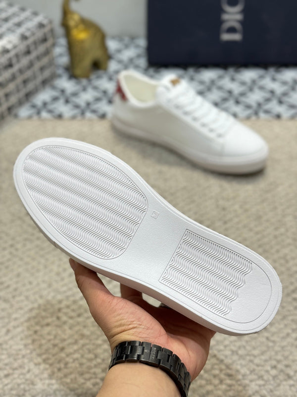CD LOW TOP BASIC SNEAKER WHITE AND RED CALFSKIN