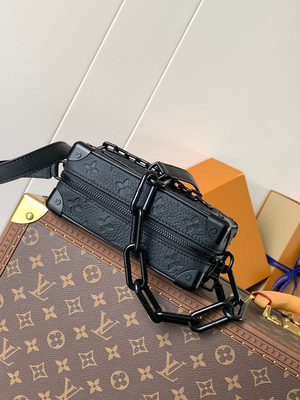 LV M55702 Mini Soft Trunk 18.5 with Matte-Black Chains Black Taurillon Cowhide