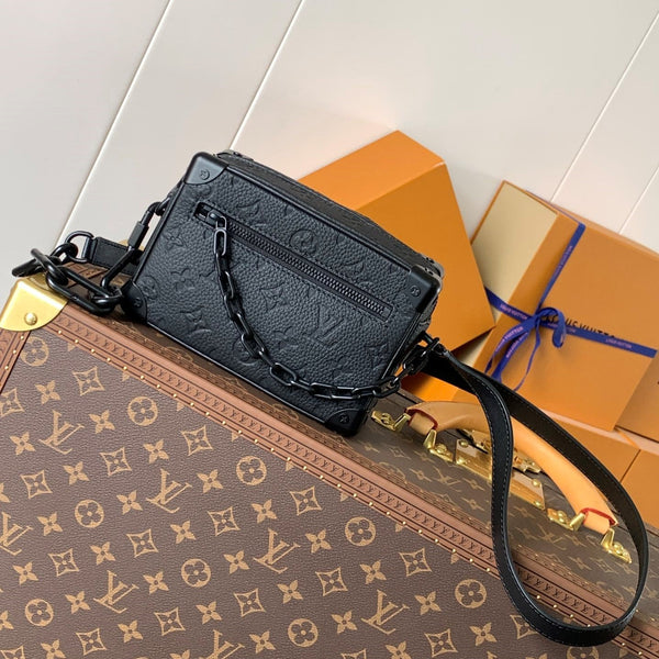 LV M55702 Mini Soft Trunk 18.5 with Matte-Black Chains Black Taurillon Cowhide
