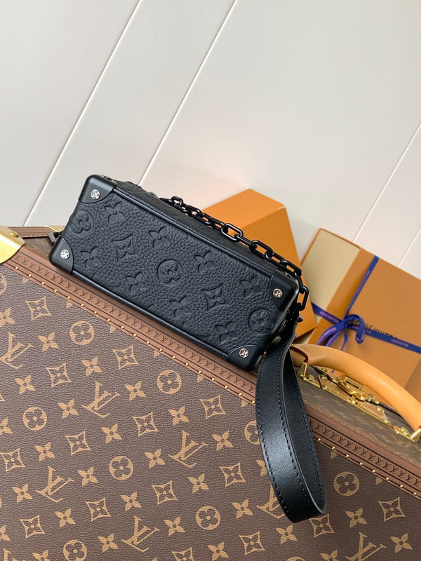 LV M55702 Mini Soft Trunk 18.5 with Matte-Black Chains Black Taurillon Cowhide