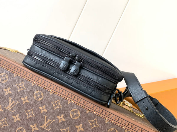 LV Nano Alpha 18.5 cm Black Monogram Embossed Shadow Cowhide