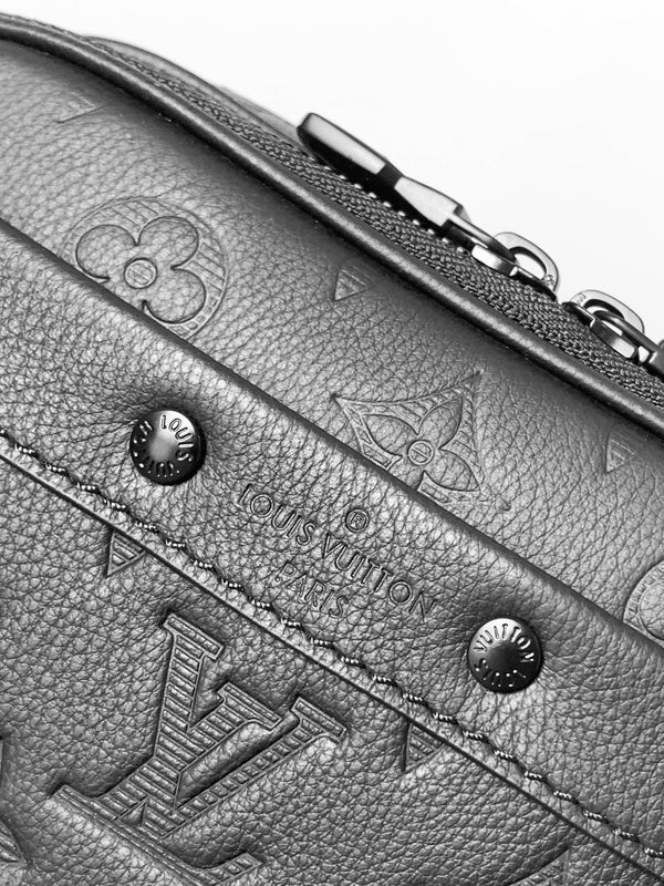 LV Nano Alpha 18.5 cm Black Monogram Embossed Shadow Cowhide