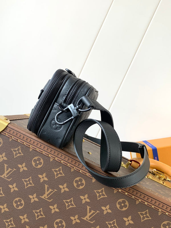 LV Nano Alpha 18.5 cm Black Monogram Embossed Shadow Cowhide