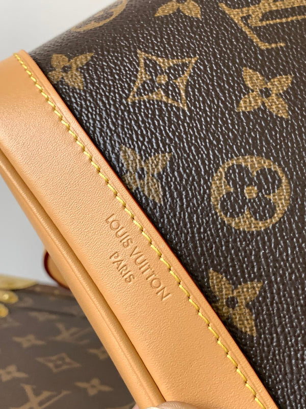 LV Soho Mini Backpack 17cm Brown Beige Monogram Canvas & Cowhide