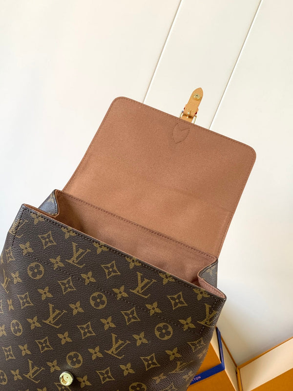 LV Soho MM Backpack 24cm Brown Beige Monogram Canvas & Cowhide