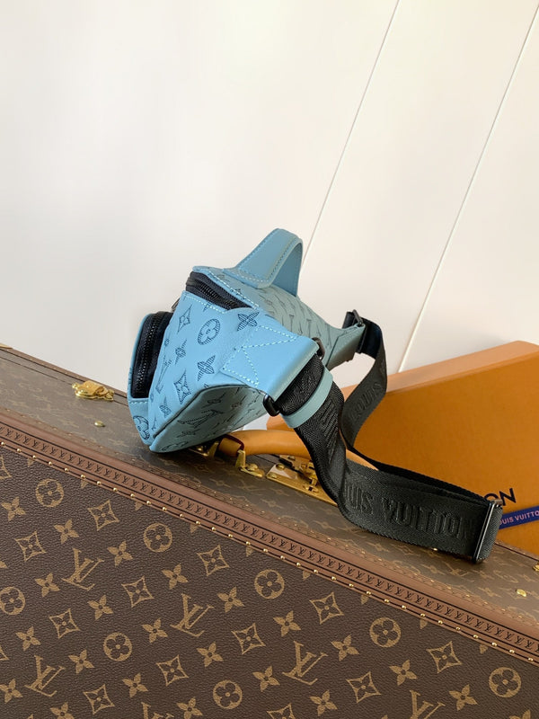 LV M14782 Rush Bumbag Light Blue Monogram Shadow Calfskin