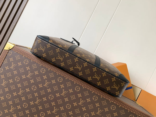 LV Porte-Documents Voyage Brown Black Macassar Canvas