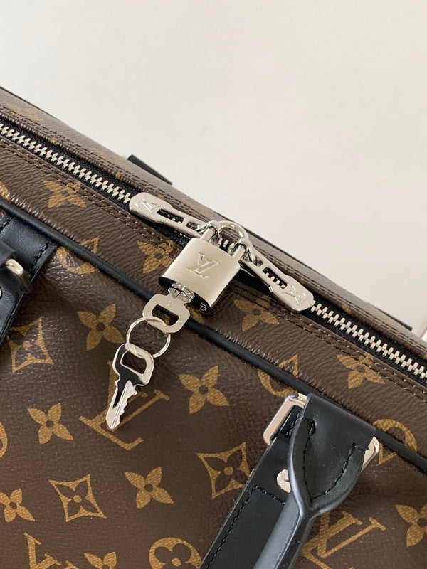 LV Porte-Documents Voyage Brown Black Macassar Canvas