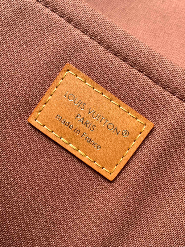 LV Satchel Messenger Bag 35.5cm Brown Monogram Canvas & Cowhide