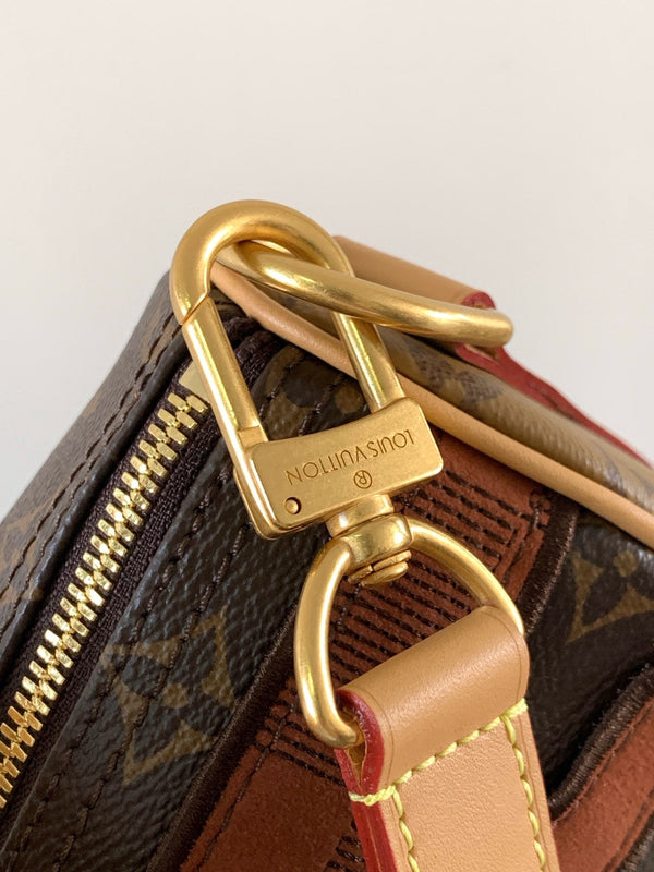 LV Keepall Bandoulière 25 Brown Boro Monogram Landscape canvas & Cowhide