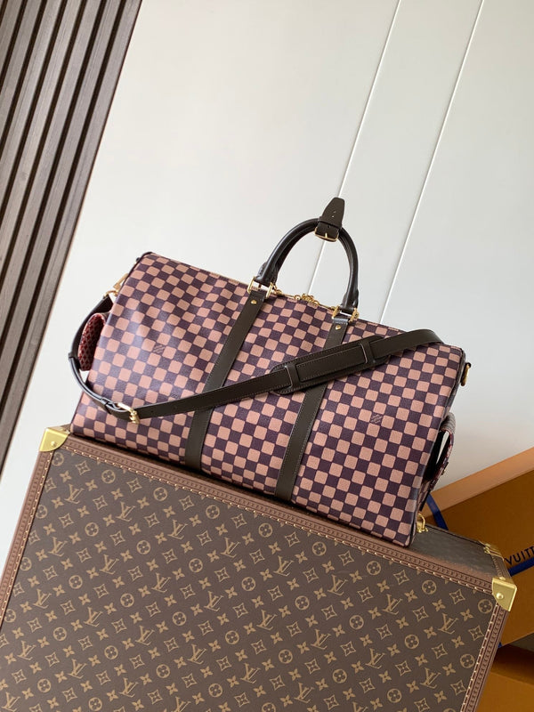 LV Keepall Bandoulière 50 Brown Damier Phriendship Canvas