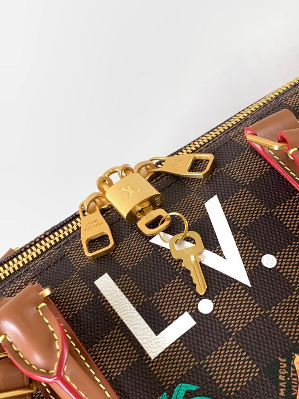 LV Keepall Bandoulière 50 Brown Animal Printed Monogram Canvas