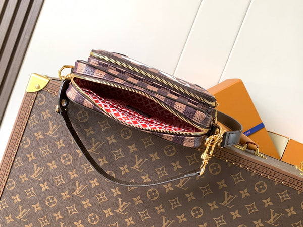 LV N40797 Nil Messenger Bag 25cm Damier Canvas & Leather Trim GHW