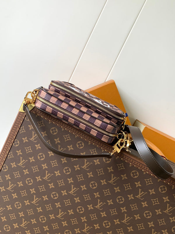 LV N40797 Nil Messenger Bag 25cm Damier Canvas & Leather Trim GHW