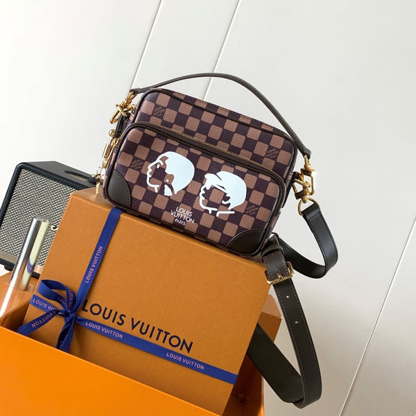 LV N40797 Nil Messenger Bag 25cm Damier Canvas & Leather Trim GHW