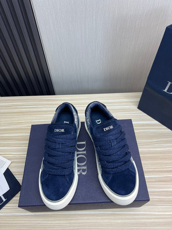 CD B33 SNEAKER NAVY SUEDE AND MONOGRAM FABRIC