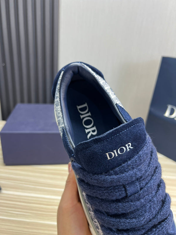CD B33 SNEAKER NAVY SUEDE AND MONOGRAM FABRIC