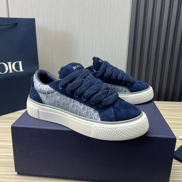 CD B33 SNEAKER NAVY SUEDE AND MONOGRAM FABRIC