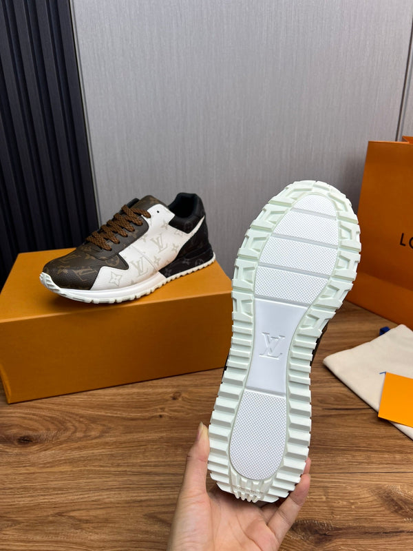 LV SNEAKER IN PELLE DI VITELLO MONOGRAMMA MARRONE MIX BIANCO E GRIGIO