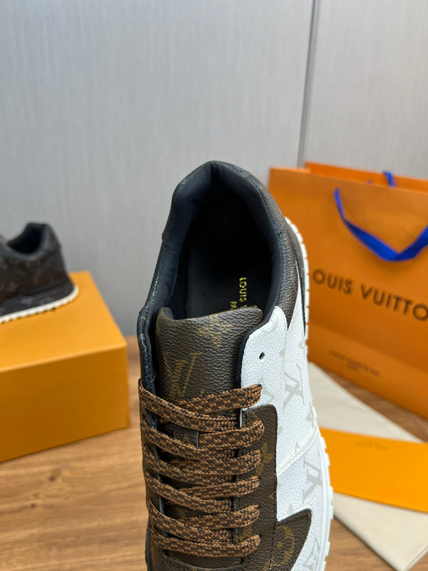 LV SNEAKER IN PELLE DI VITELLO MONOGRAMMA MARRONE MIX BIANCO E GRIGIO