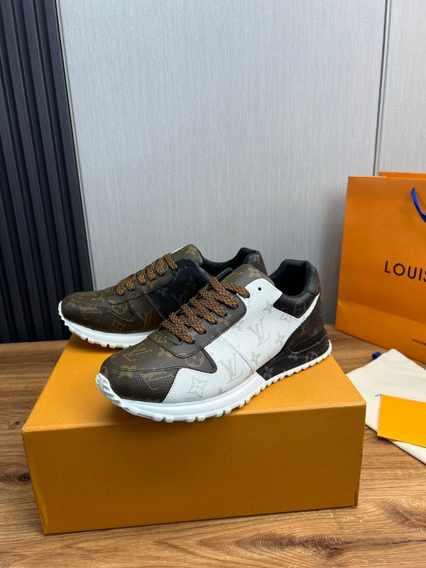 LV SNEAKER IN PELLE DI VITELLO MONOGRAMMA MARRONE MIX BIANCO E GRIGIO