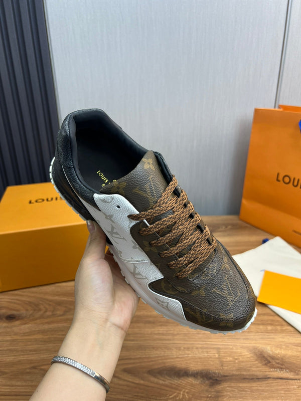 LV SNEAKER IN PELLE DI VITELLO MONOGRAMMA MARRONE MIX BIANCO E GRIGIO