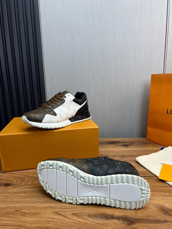 LV SNEAKER IN PELLE DI VITELLO MONOGRAMMA MARRONE MIX BIANCO E GRIGIO