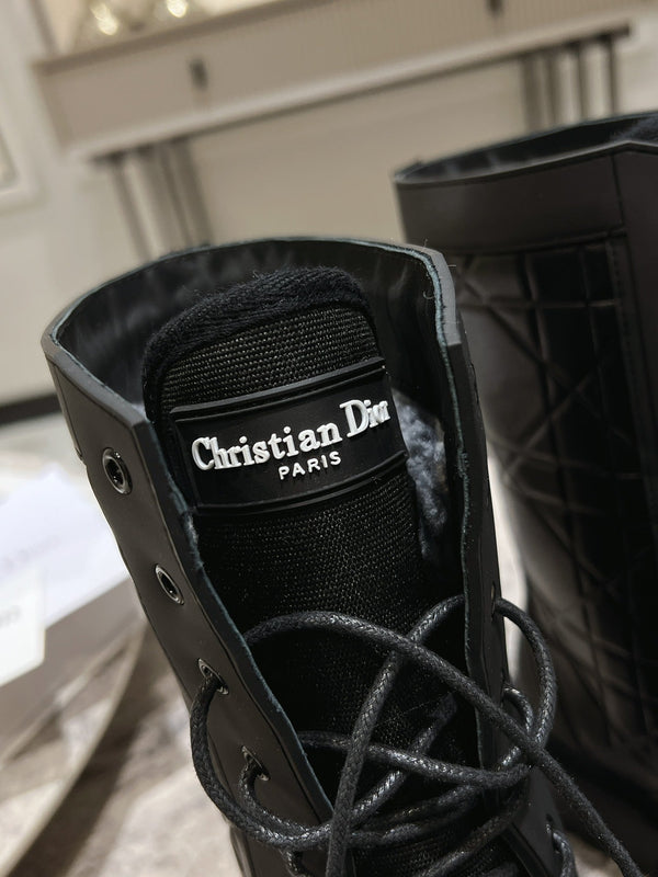 CD- D-Leader Ankle Boot 45mm Black Calfskin And Fleece Lining